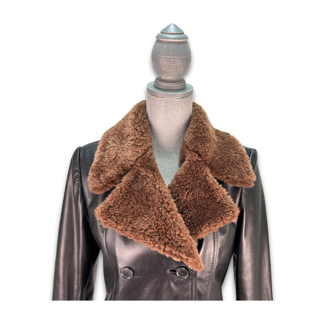 Nili Lotan Sanura Double Breasted Leather Jacket  - Size Small