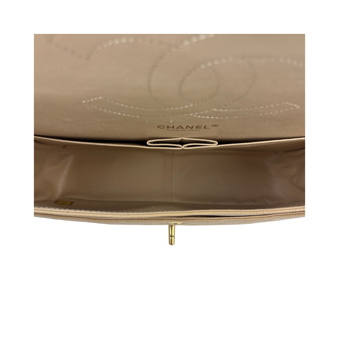 Chanel Beige Caviar Jumbo Double Flap