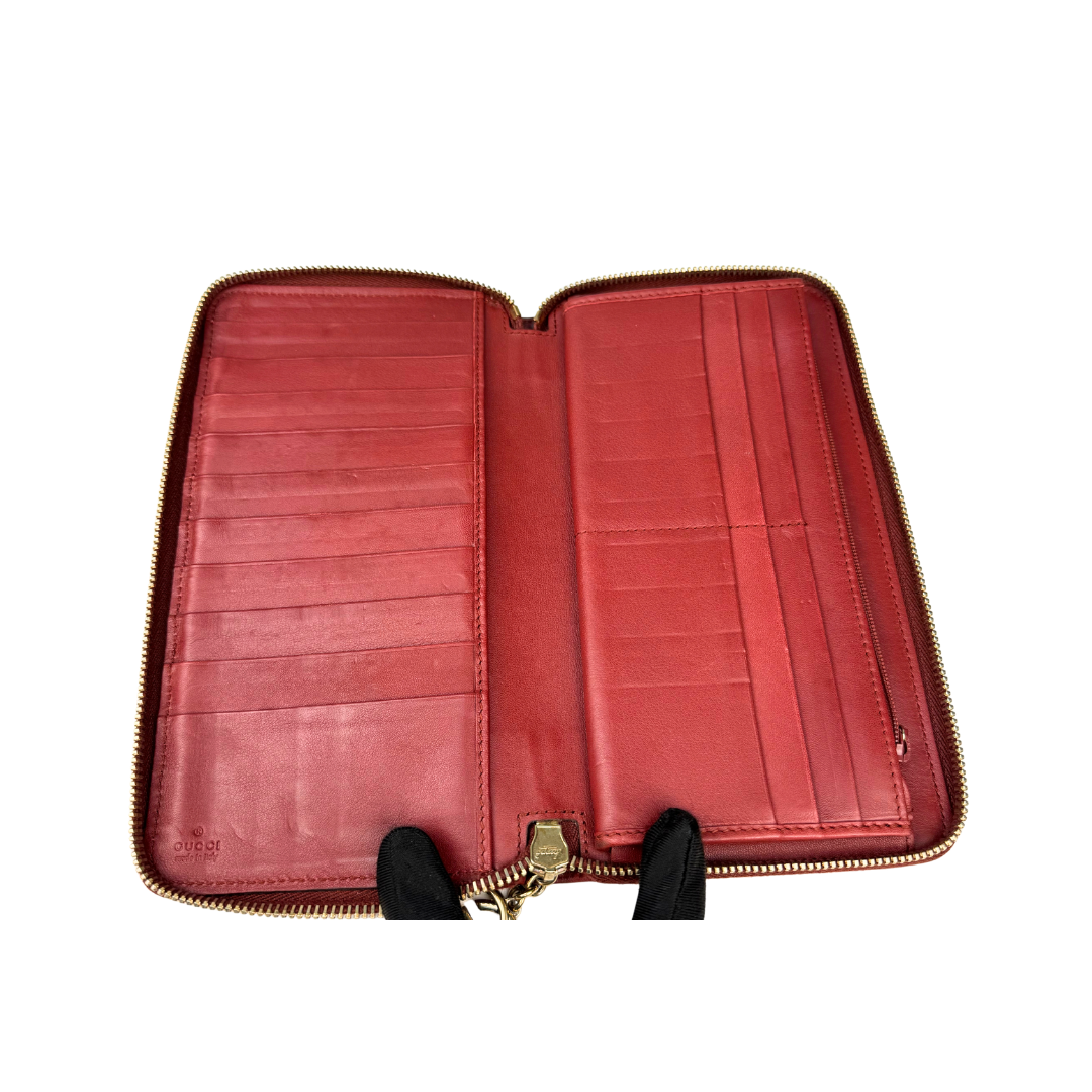 Gucci Red Guccissima Zip Around wallet