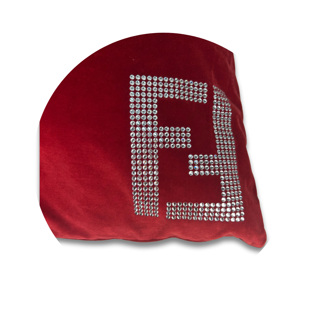Fendi Velvet Rhinestone Pillow Cover