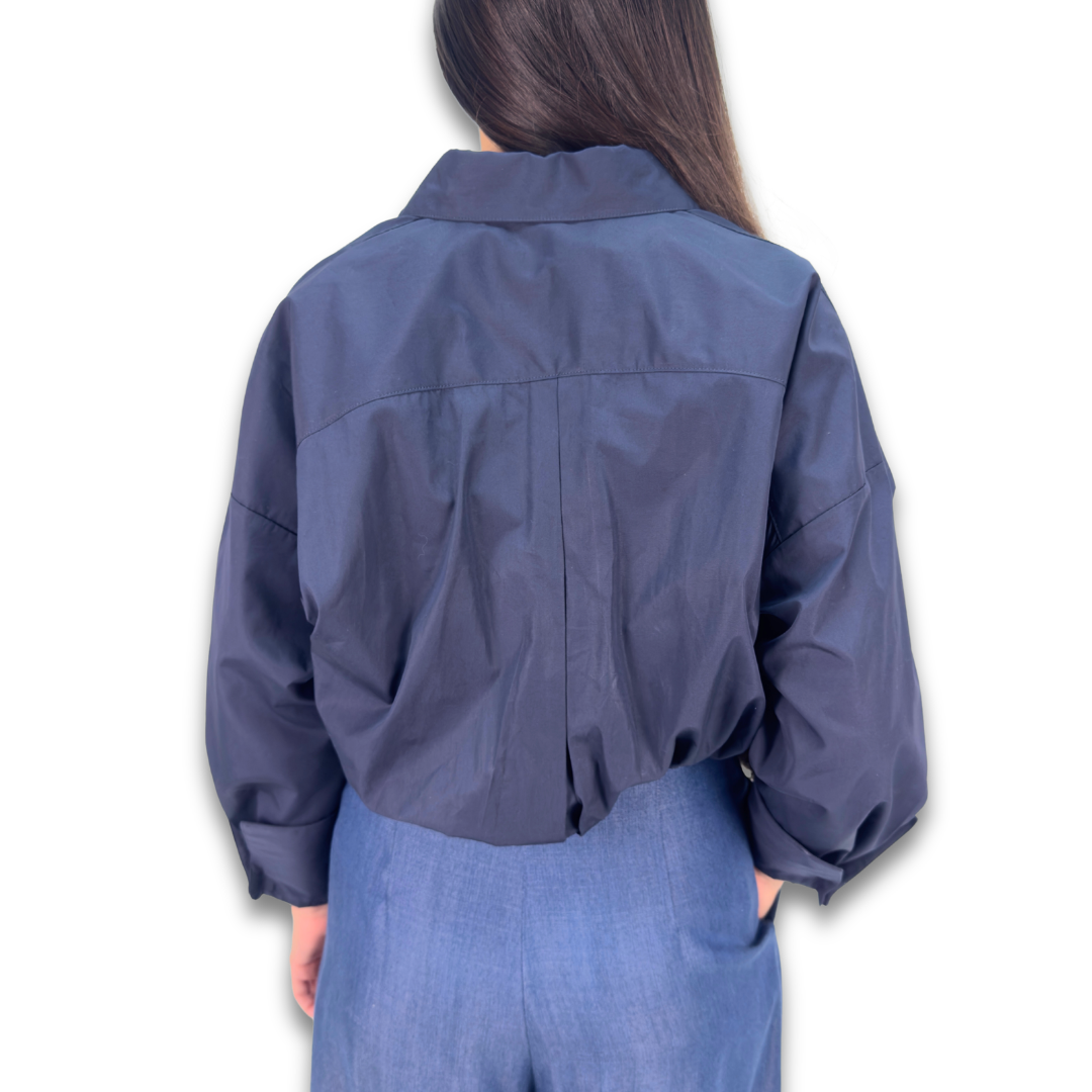TWP Navy Cotton Blouse - Size XS