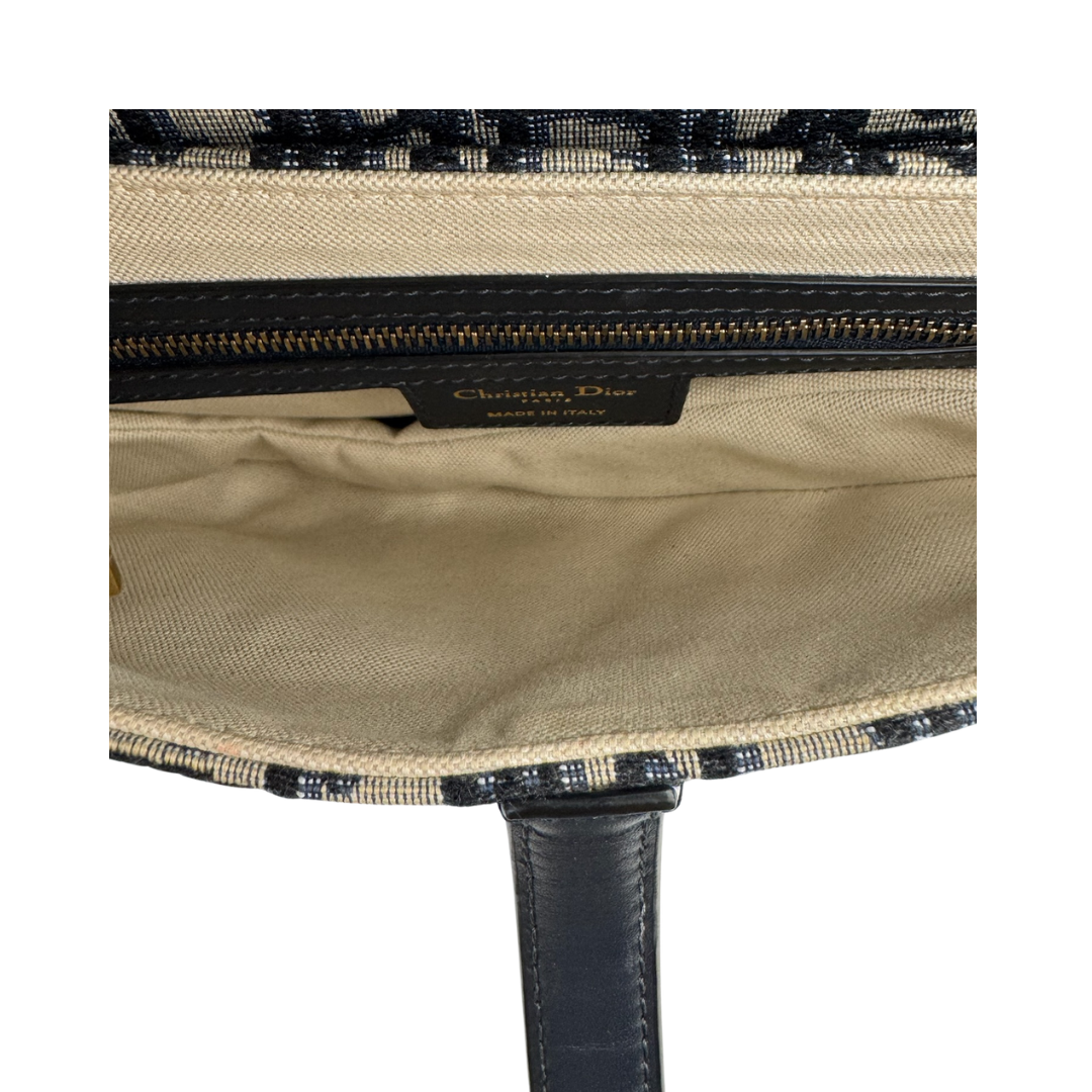 Dior Navy Oblique Saddle Bag