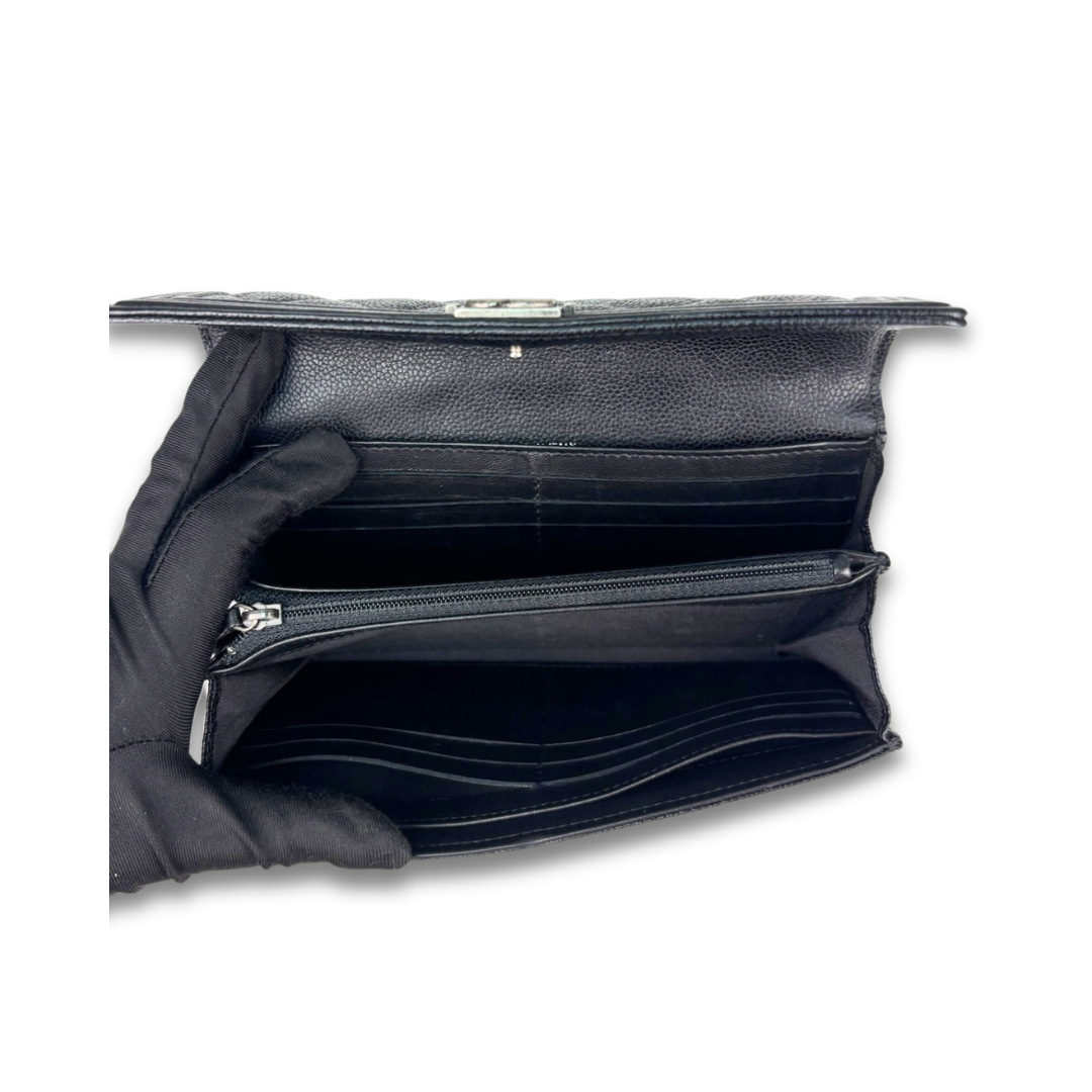 Chanel Black Caviar Boy Flap Wallet