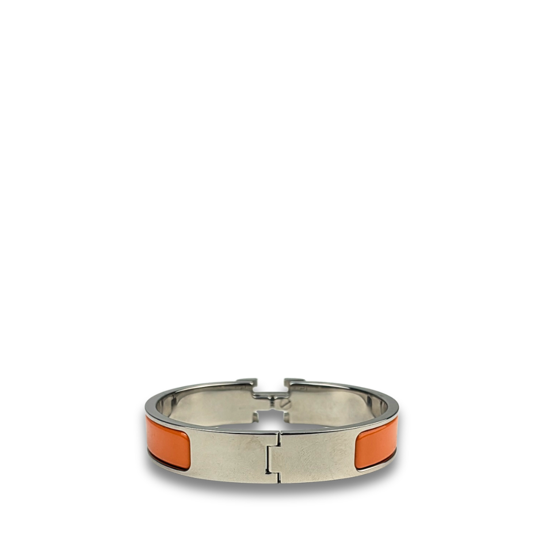 Hermès Orange/Palladium Clic H Bracelet