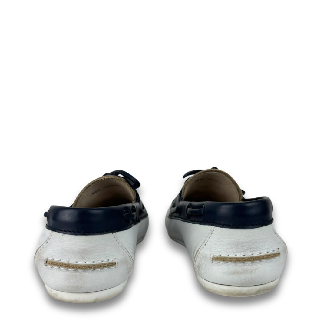 Miu Miu White Leather Deck Shoes - Size 36.5