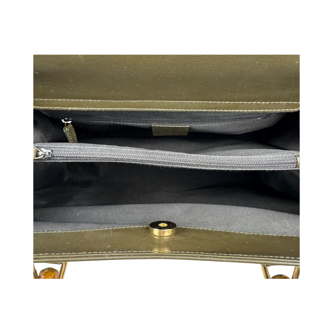 Gucci Diana Green Bamboo Tote Bag