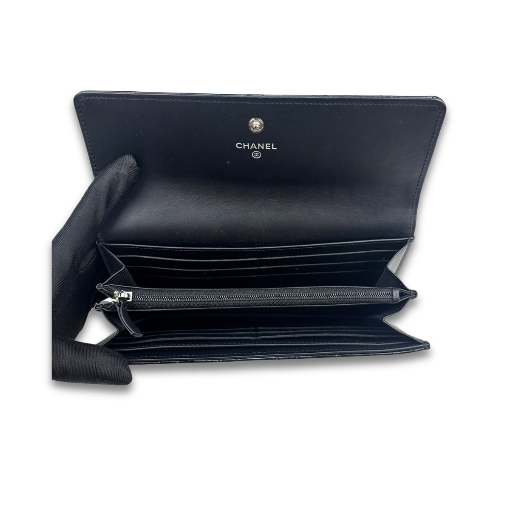 Chanel Black Patent Classic Flap Wallet