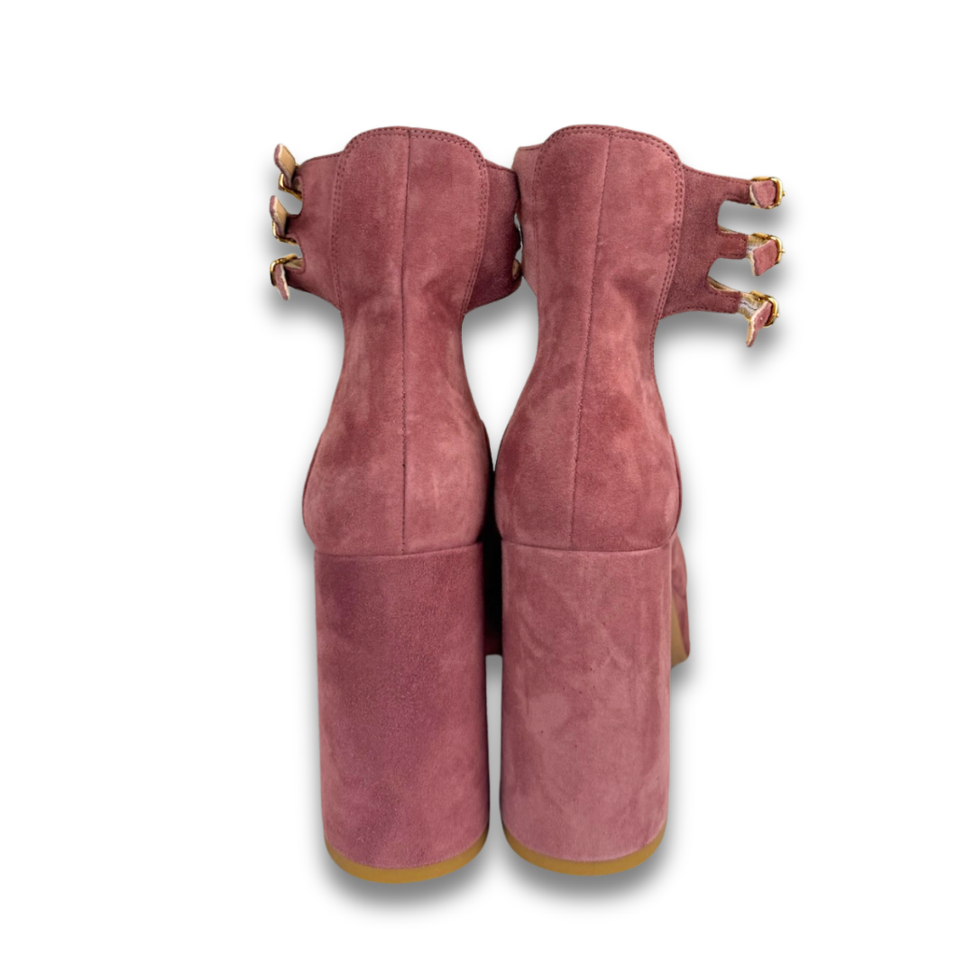 Chloe Dusty Rose Suede Loti 100 Platform Heels - Size 37