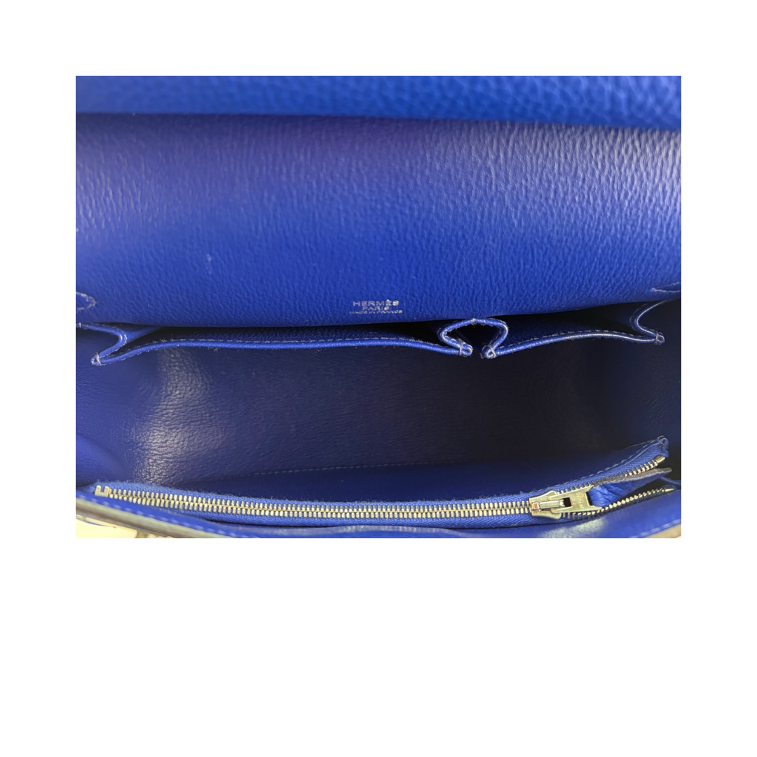 Hermès Clemence Jypsière 28 Bleu Electrique