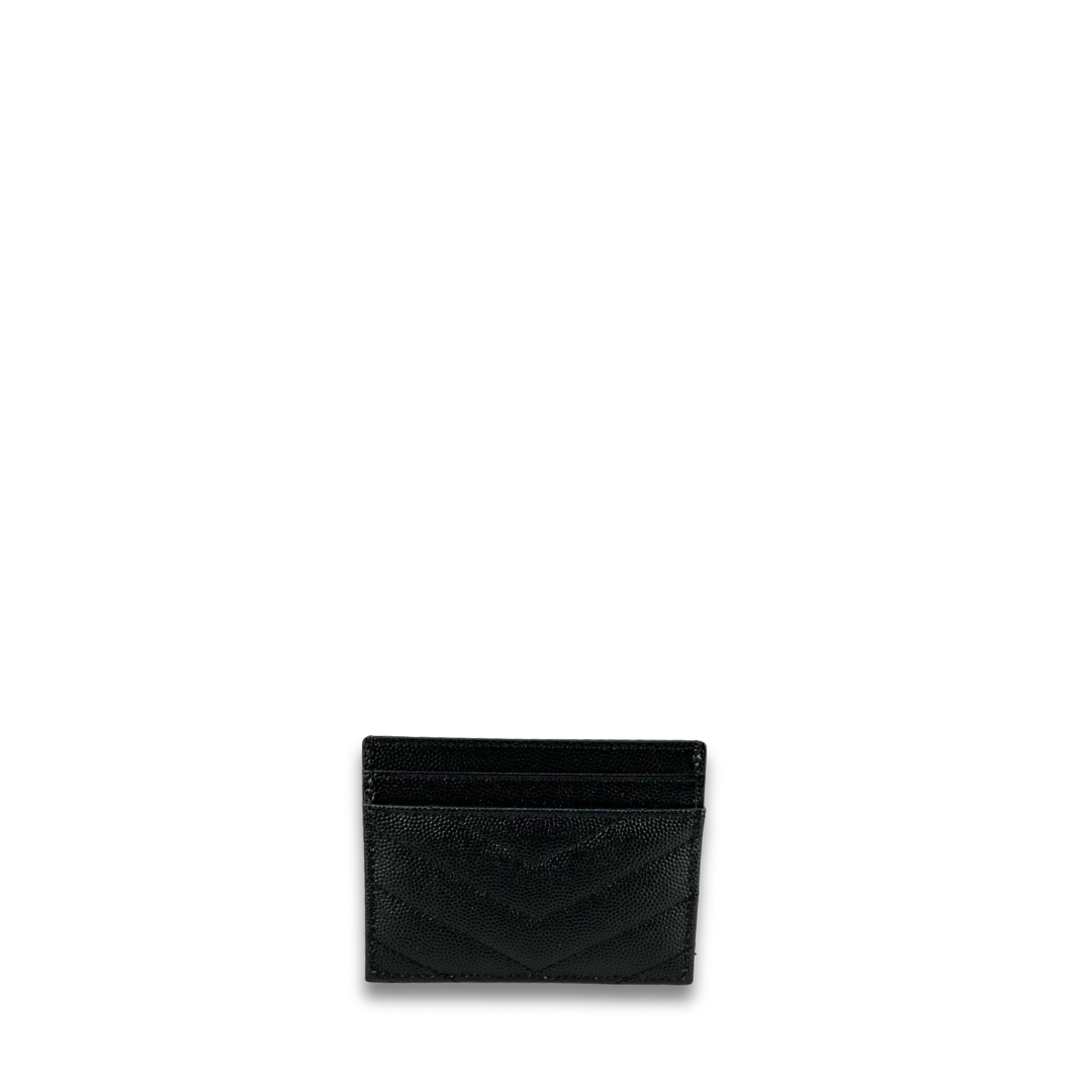 YSL Black Cassandre Grain de Poudre Leather Card Case