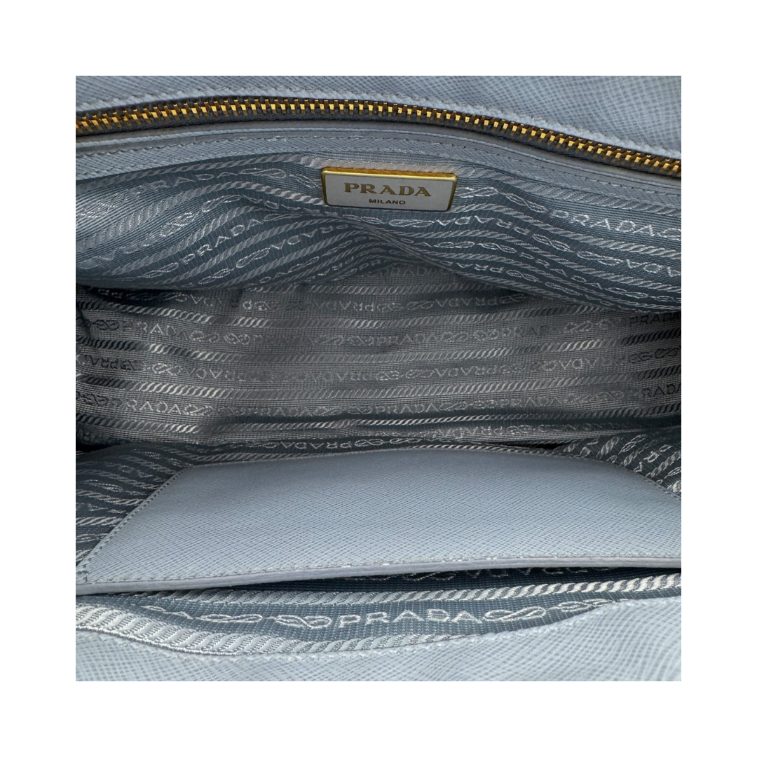 Prada Small Light Blue Double Zip Galleria