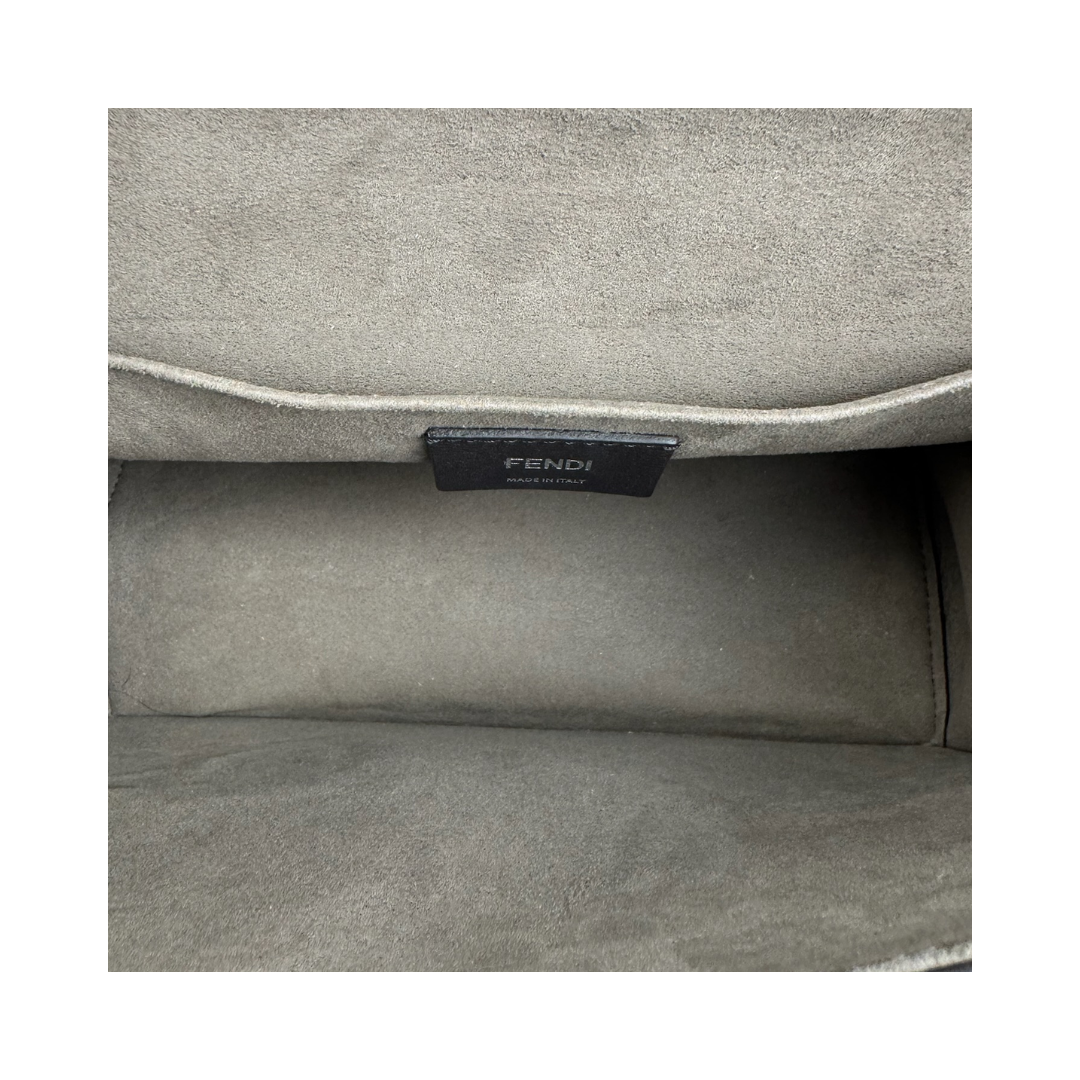 Fendi Gray Leather I F Kan Medium Shoulder Bag