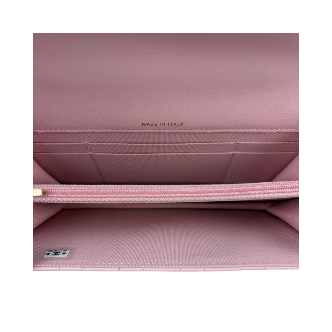 Chanel Pale Pink Pearl Top Handle Wallet on Chain