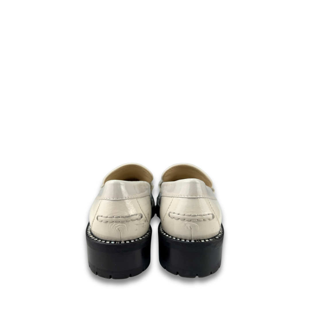 Jimmy Choo Cream Patent Deanna Loafers - Size 39.5