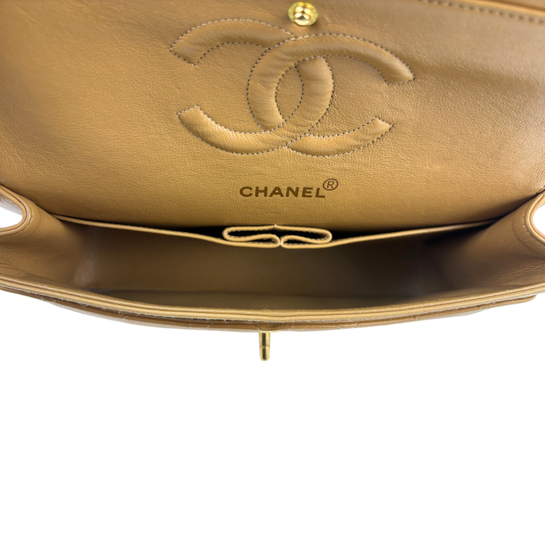Chanel Camel Lambskin Classic Medium Double Flap