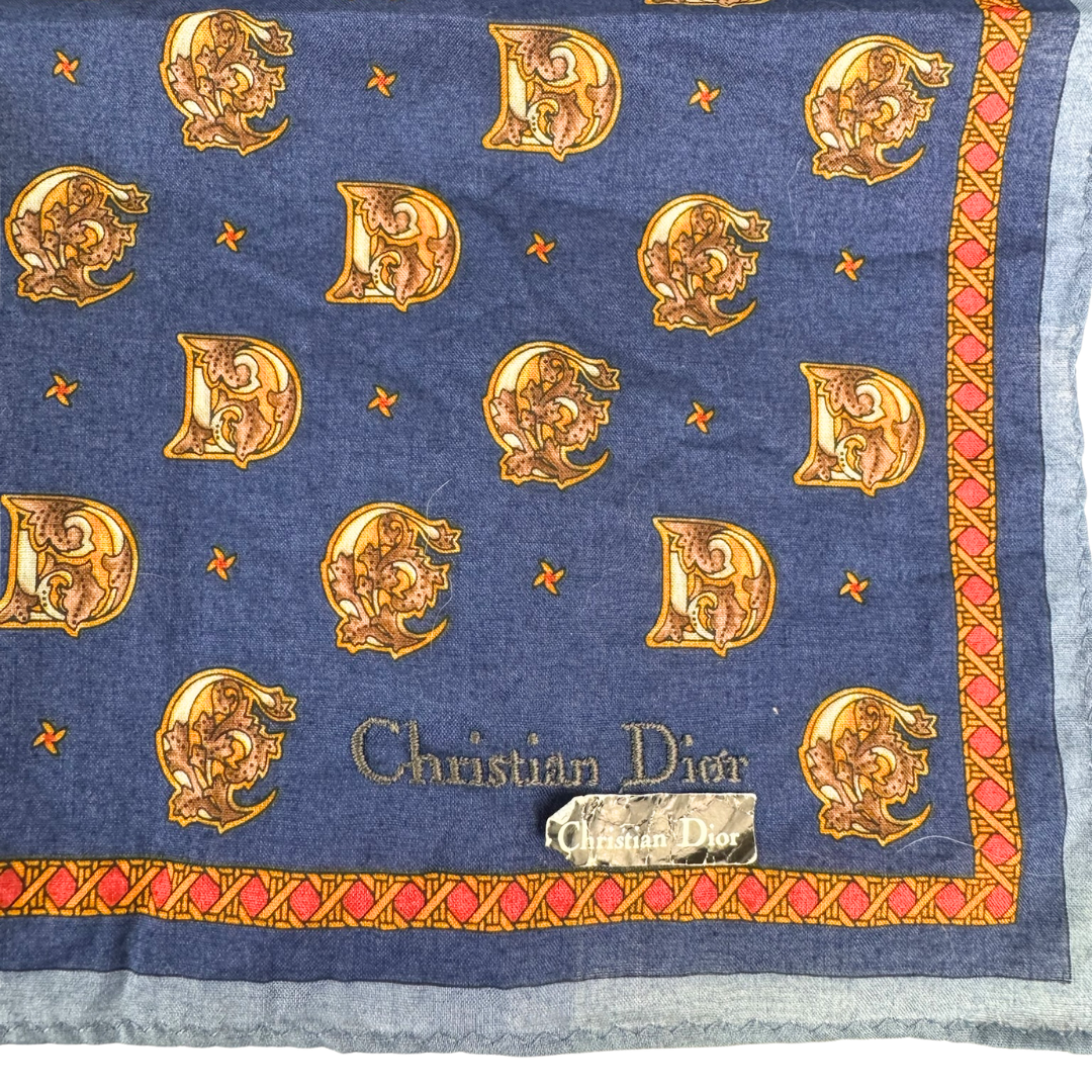 Dior Navy 'CD' Handkerchief