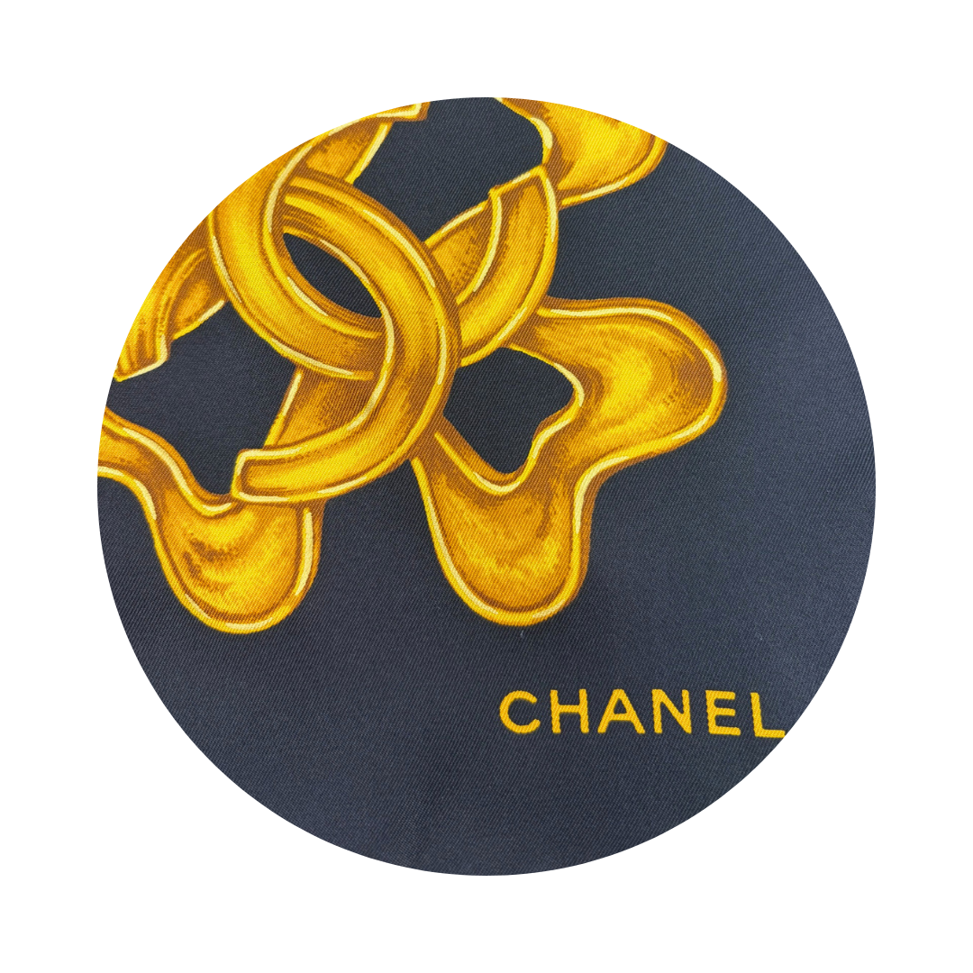 Chanel Black Clover Chain Scarf