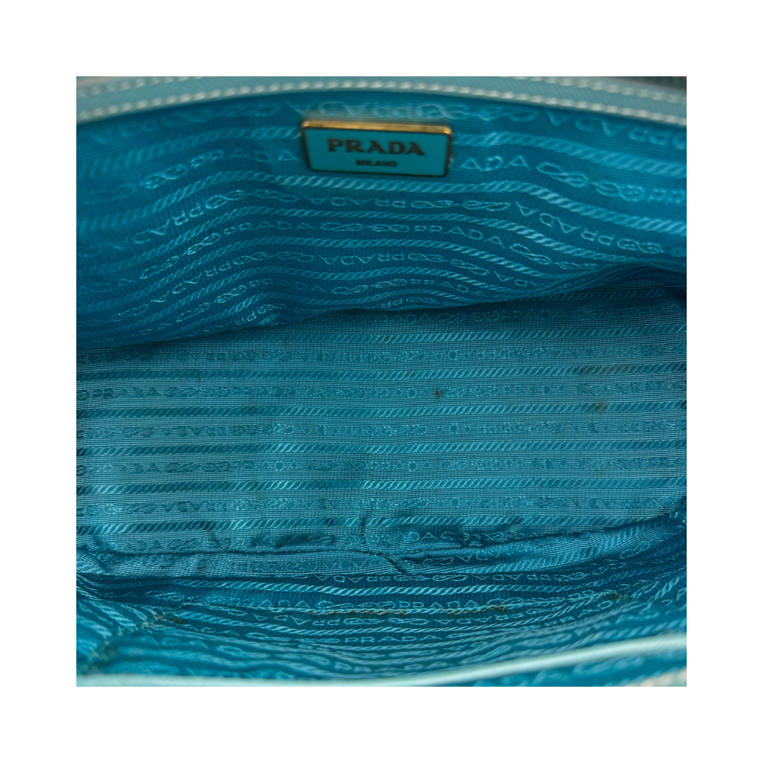 Prada Small Turquoise Double Zip Galleria