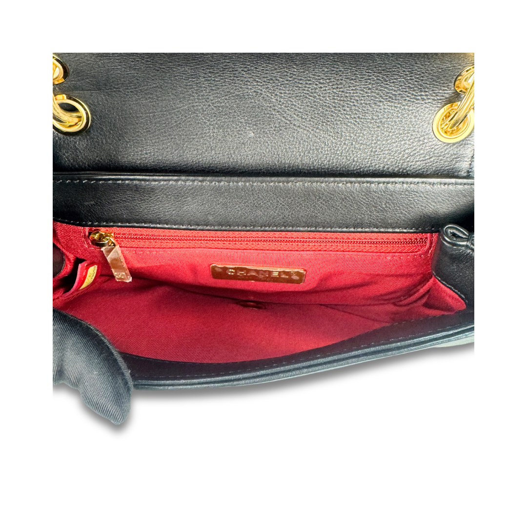 Chanel Black Small Underline Saddle Flap Bag