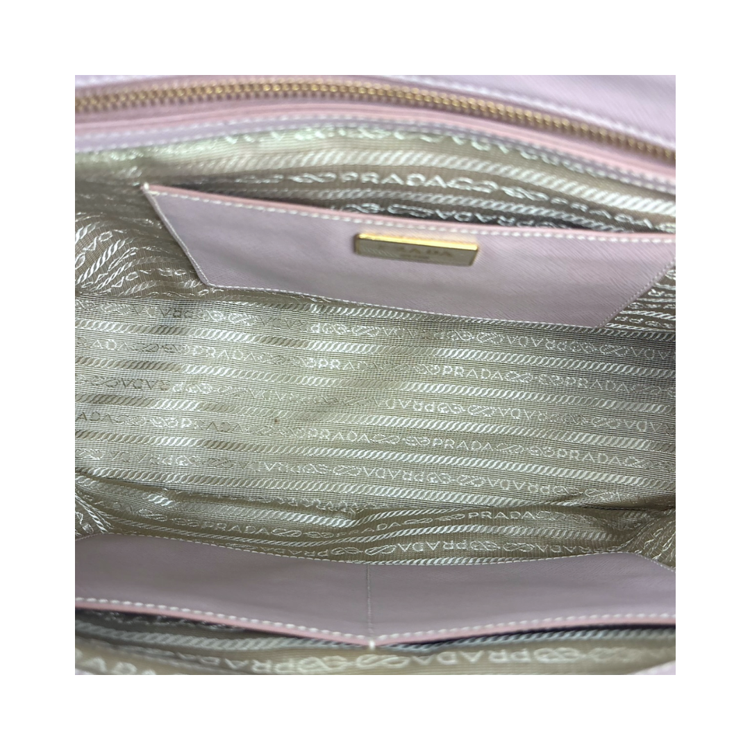 Prada Beige Saffiano Medium Double Zip Galleria