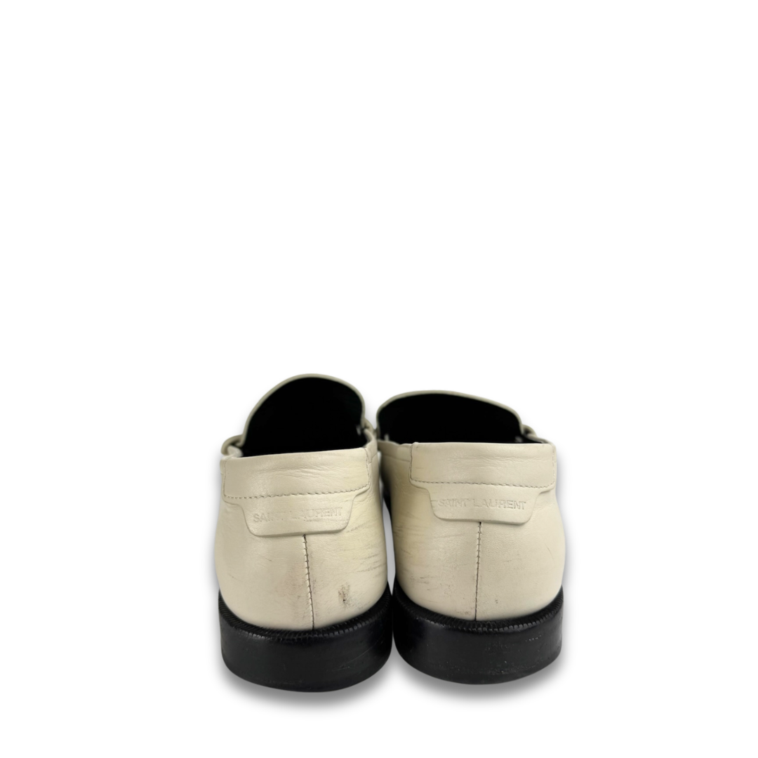YSL Cream Leather Loafers - Size 38