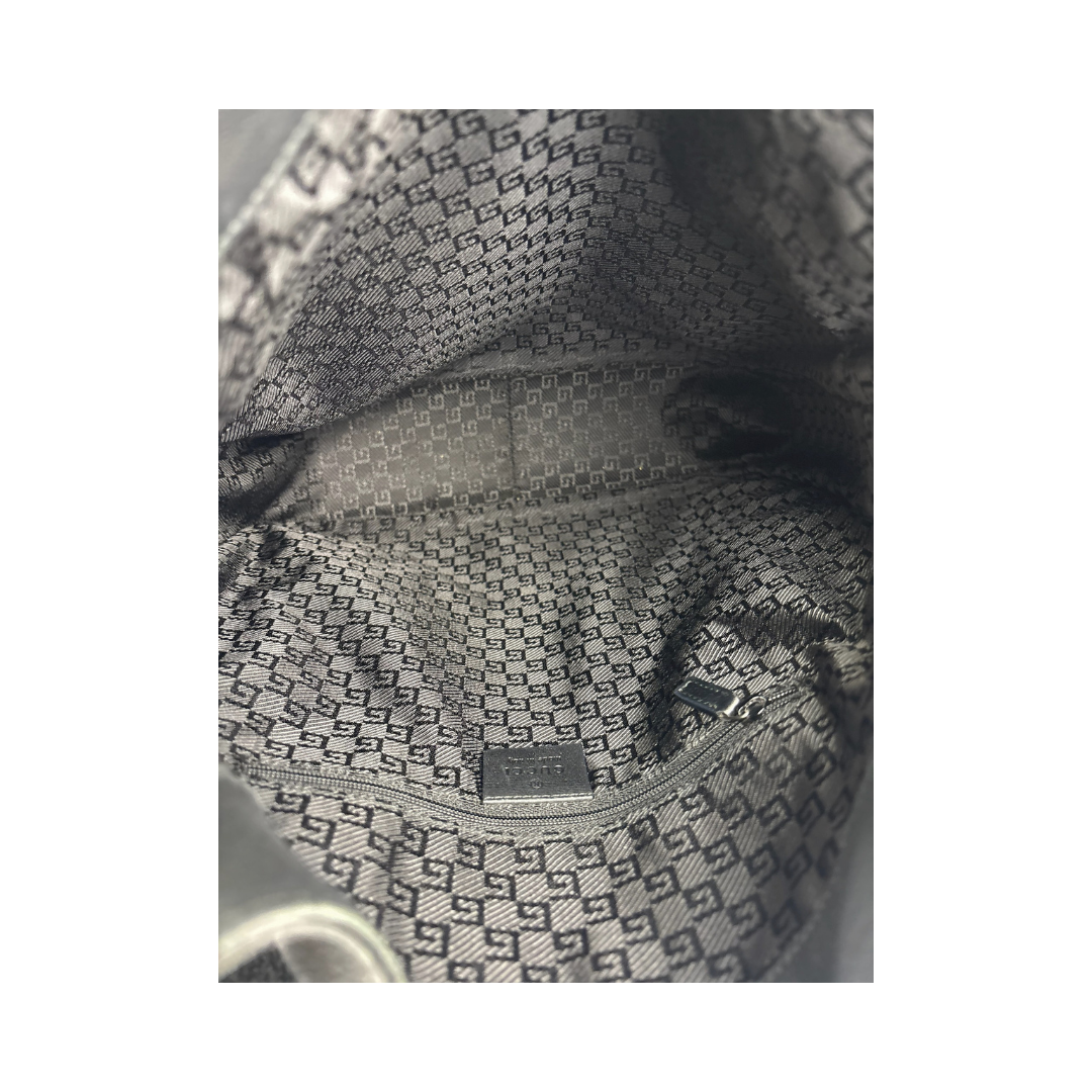 Gucci Black Leather Bamboo Convertible Hobo