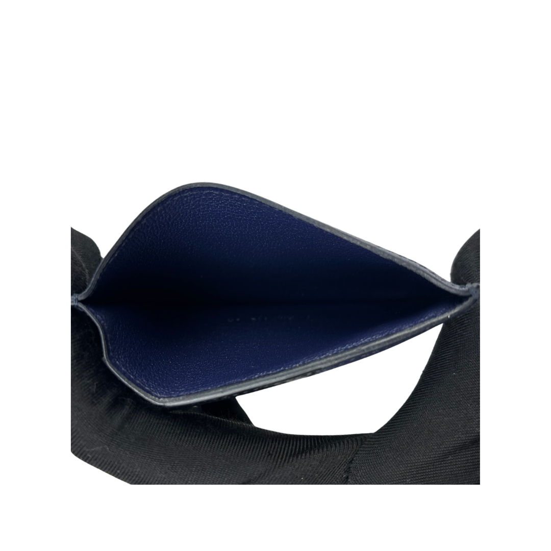 Hermes Blue Epsom Les Petits Chevaux Card Holder