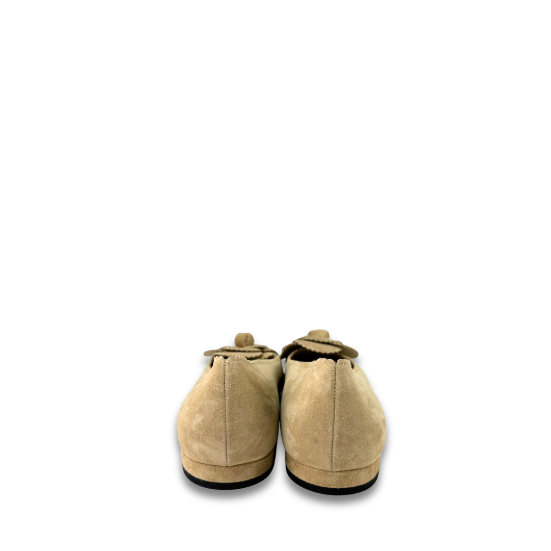 Chanel Suede Camellia Flats - Size 40.5