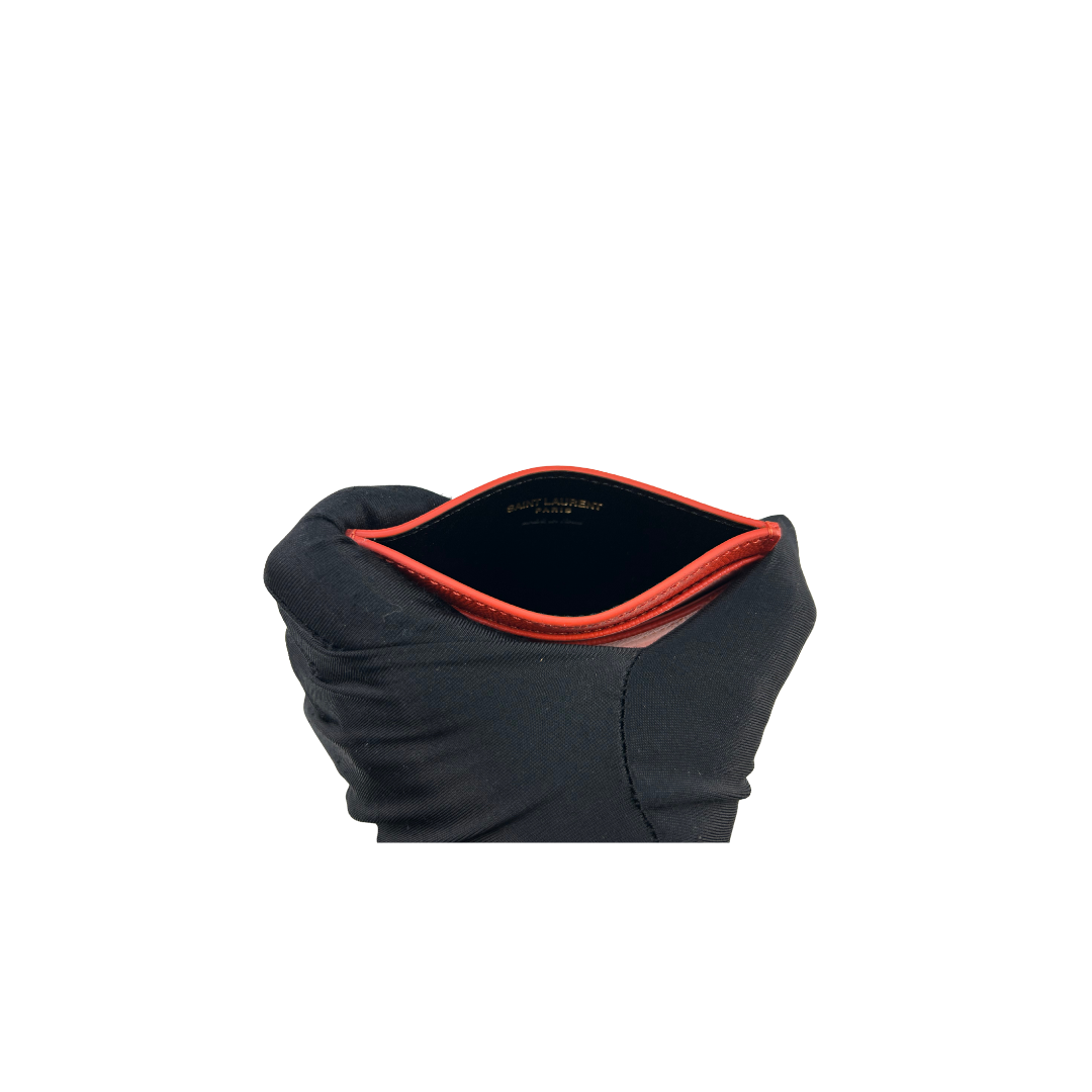 YSL Red Cassandre Grain de Poudre Leather Card Case