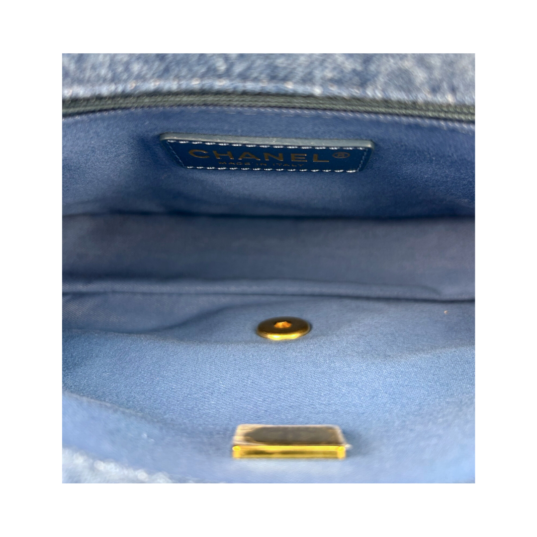 Chanel Large Quilted Denim Mood Flap Bag