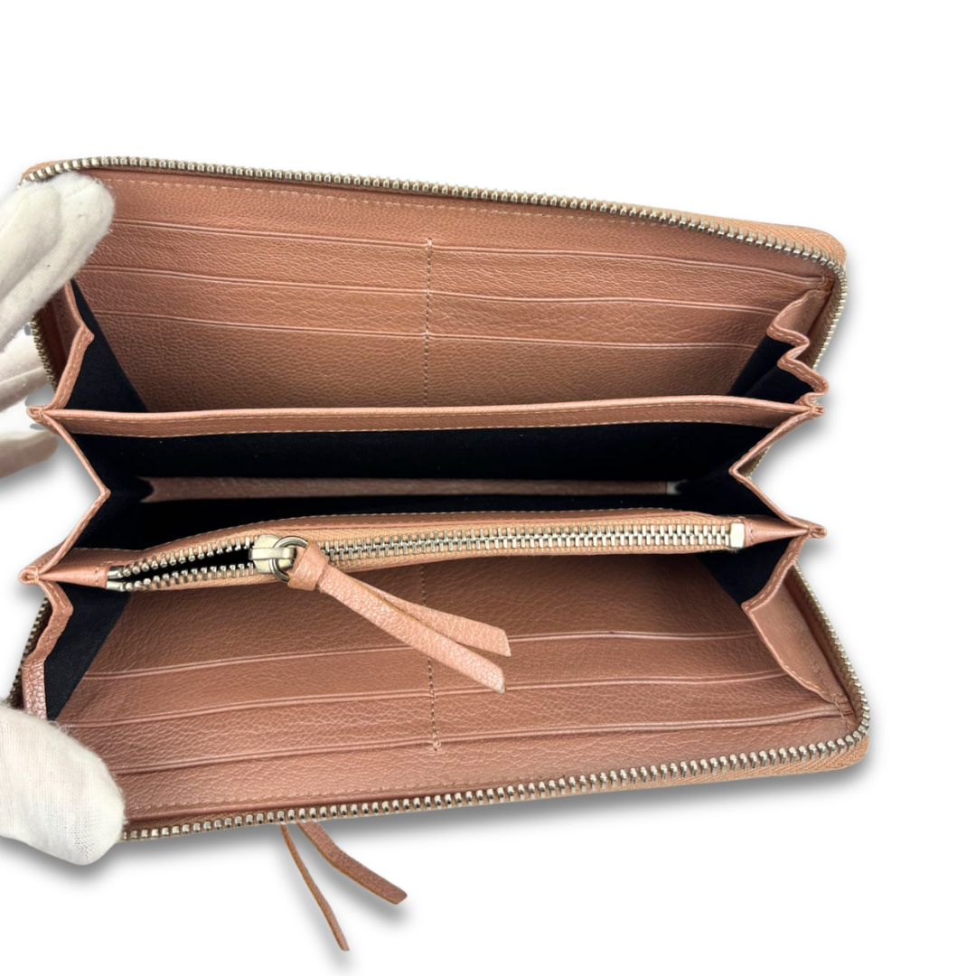 Balenciaga Rose Gold City Zip Wallet