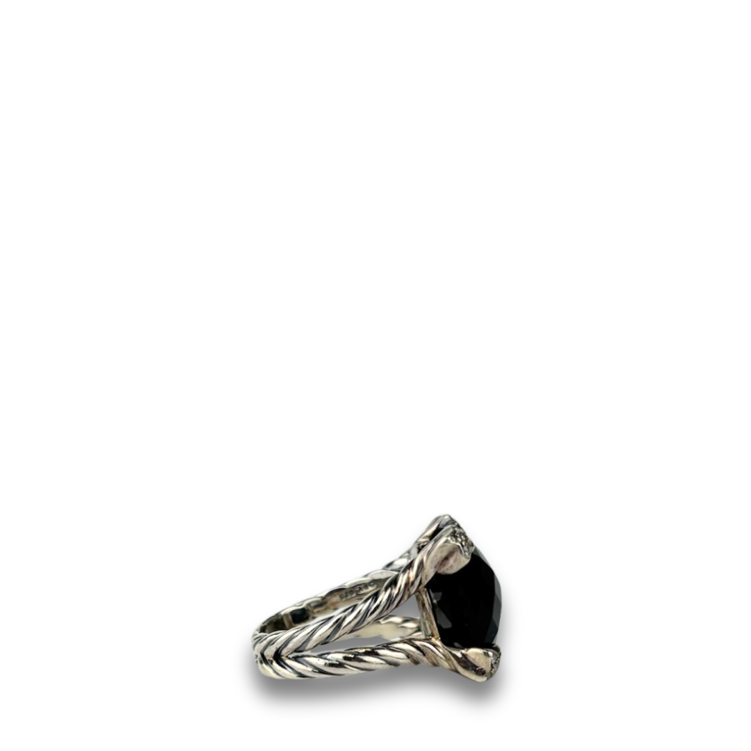 David Yurman Black Onyx Split Shank Ring - Size 7.5