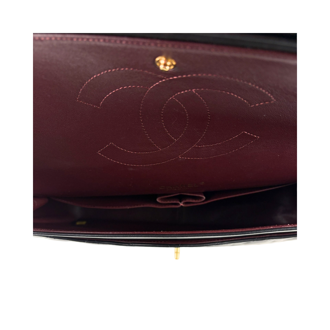 Chanel Black Lambskin Classic Maxi Double Flap