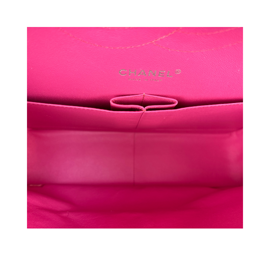 Chanel Dark Pink Patent Leather Jumbo Double Flap