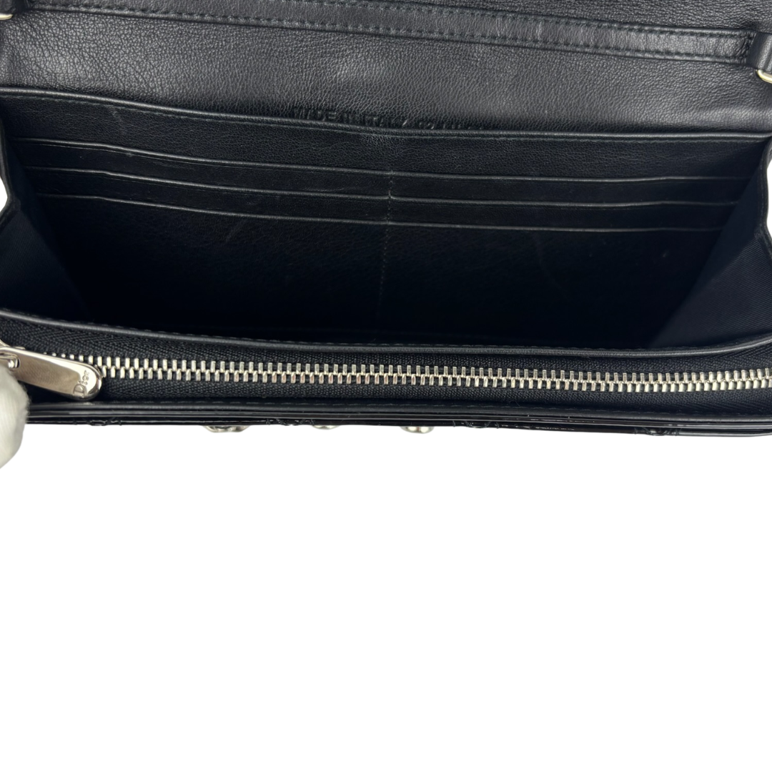Dior Black Patent Cannage Chain Wallet