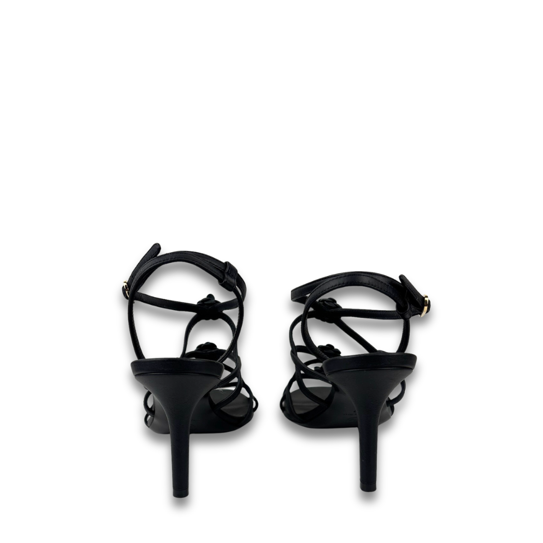 Chanel Camellia Strappy Heeled Sandals - Size 37