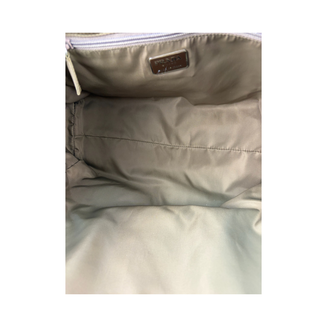 Prada Taupe Nylon Double Pocket Tote