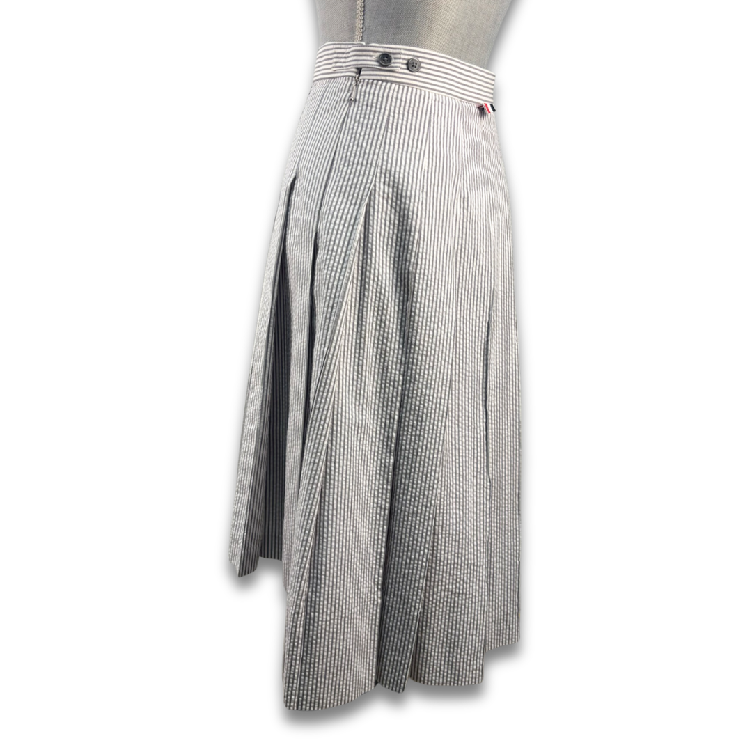 Thom Browne Seersucker Pleated Skirt-Size 38