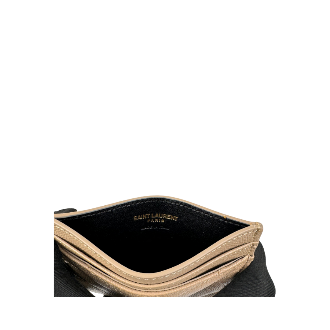 YSL Beige Cassandre Grain de Poudre Leather Card Case