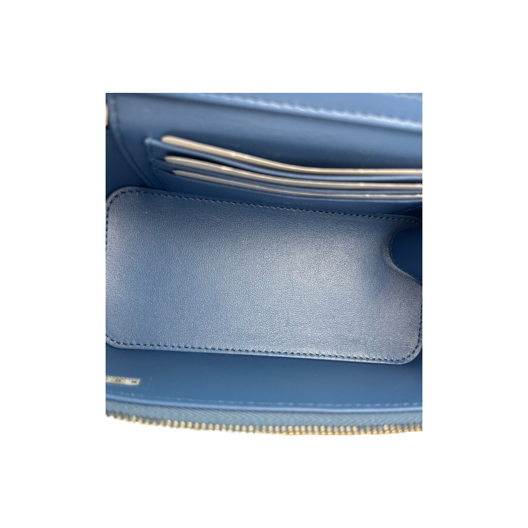 Chanel Camellia Denim Sweetheart Adjustable Chain Vanity Case