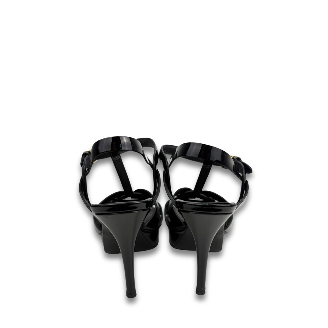 YSL Patent Leather Tribute 105mm Sandals - Size 37.5
