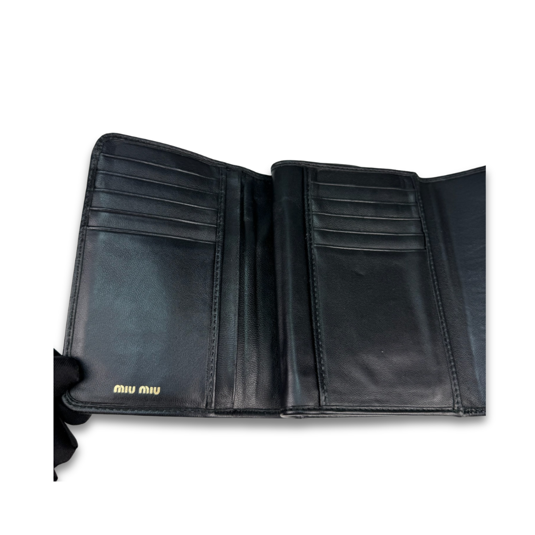 Miu Miu Black Matelasse Mid Size Wallet