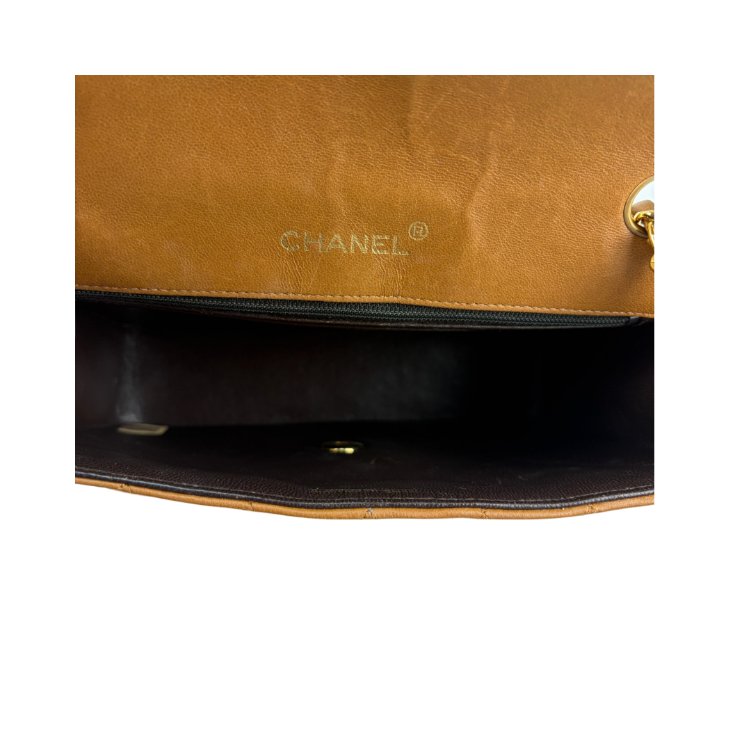 Chanel Camel Lambskin Halfmoon Shoulder Bag