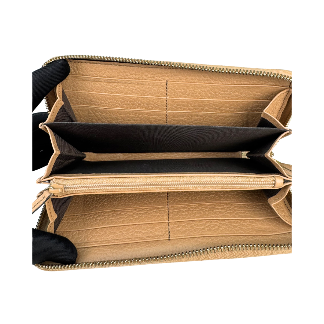 Gucci Beige Soho Zip Around Wallet