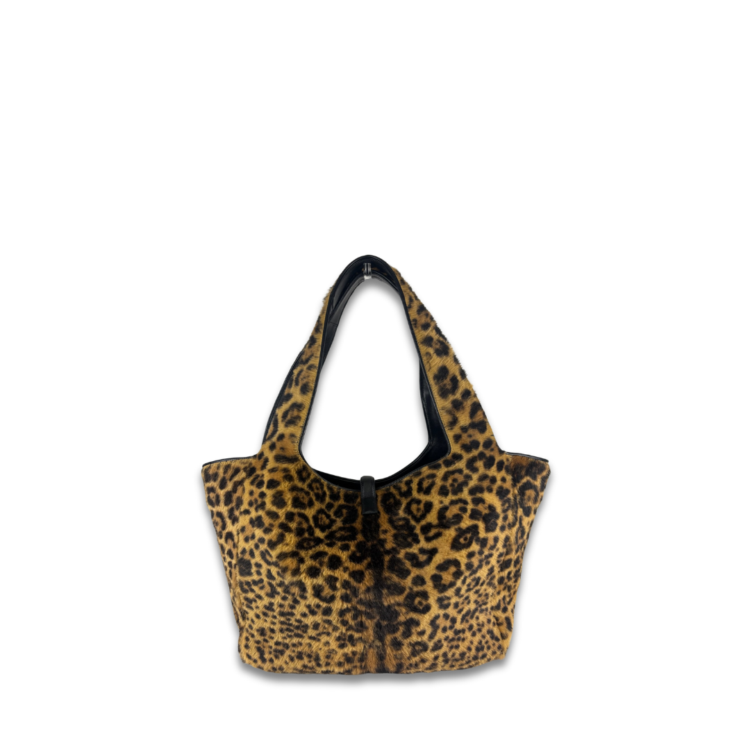 YSL Le 5 à 7 Bea Leopard Print Pony Hair Tote