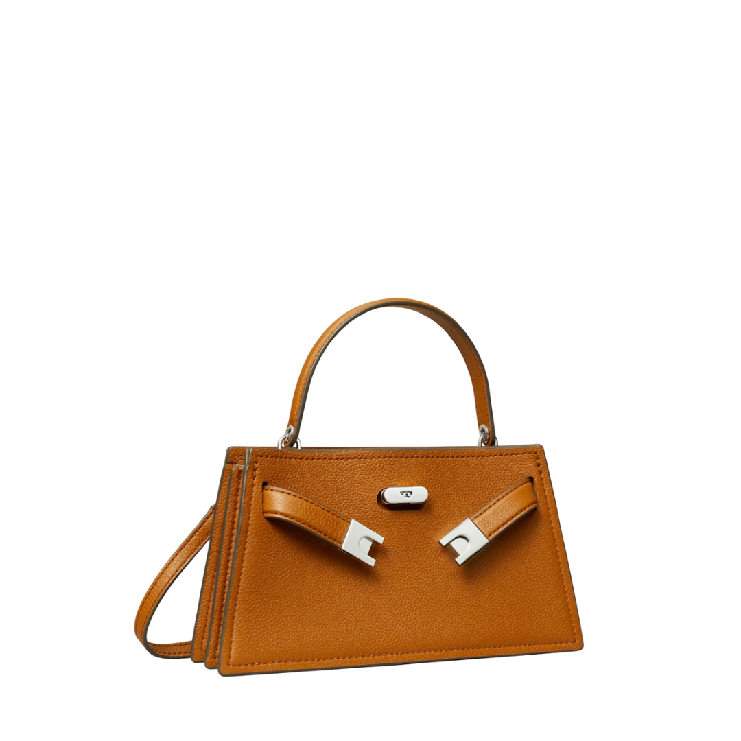 Tory Burch Lee Radziwill Bourbon Pebble Mini Top Handle