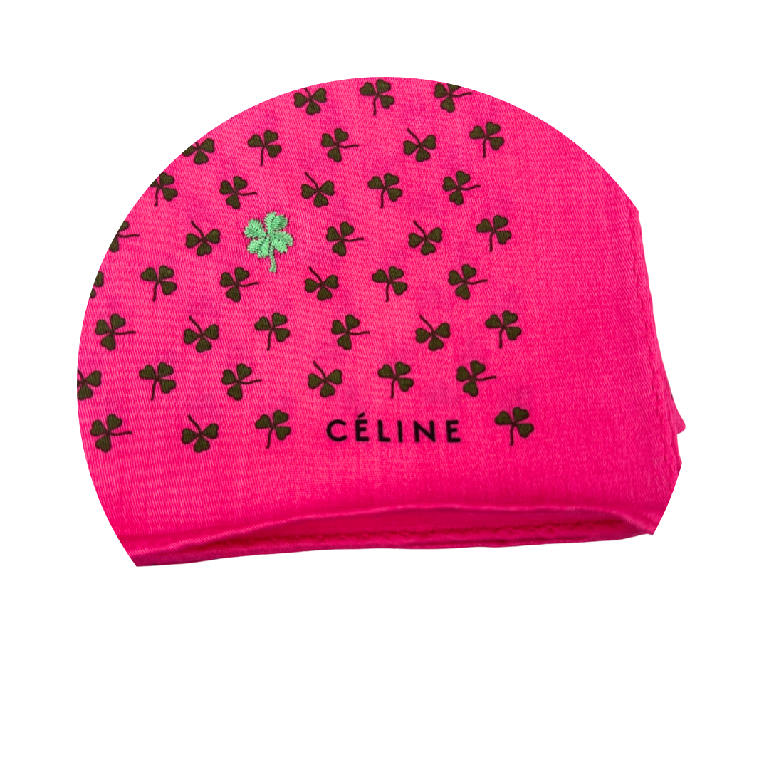 Celine Pink Four Leaf Clover Cotton Handkerchief