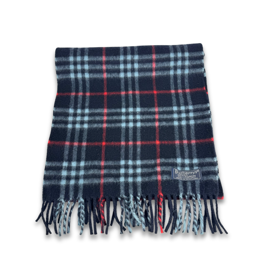 Burberry Navy Nova Check Cashmere Scarf