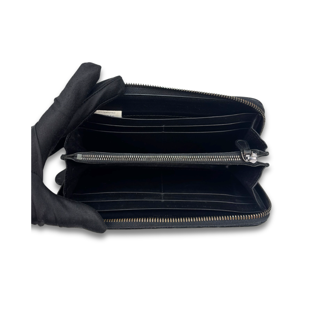 Bottega Veneta Black Intrecciato Full Size Zip Wallet