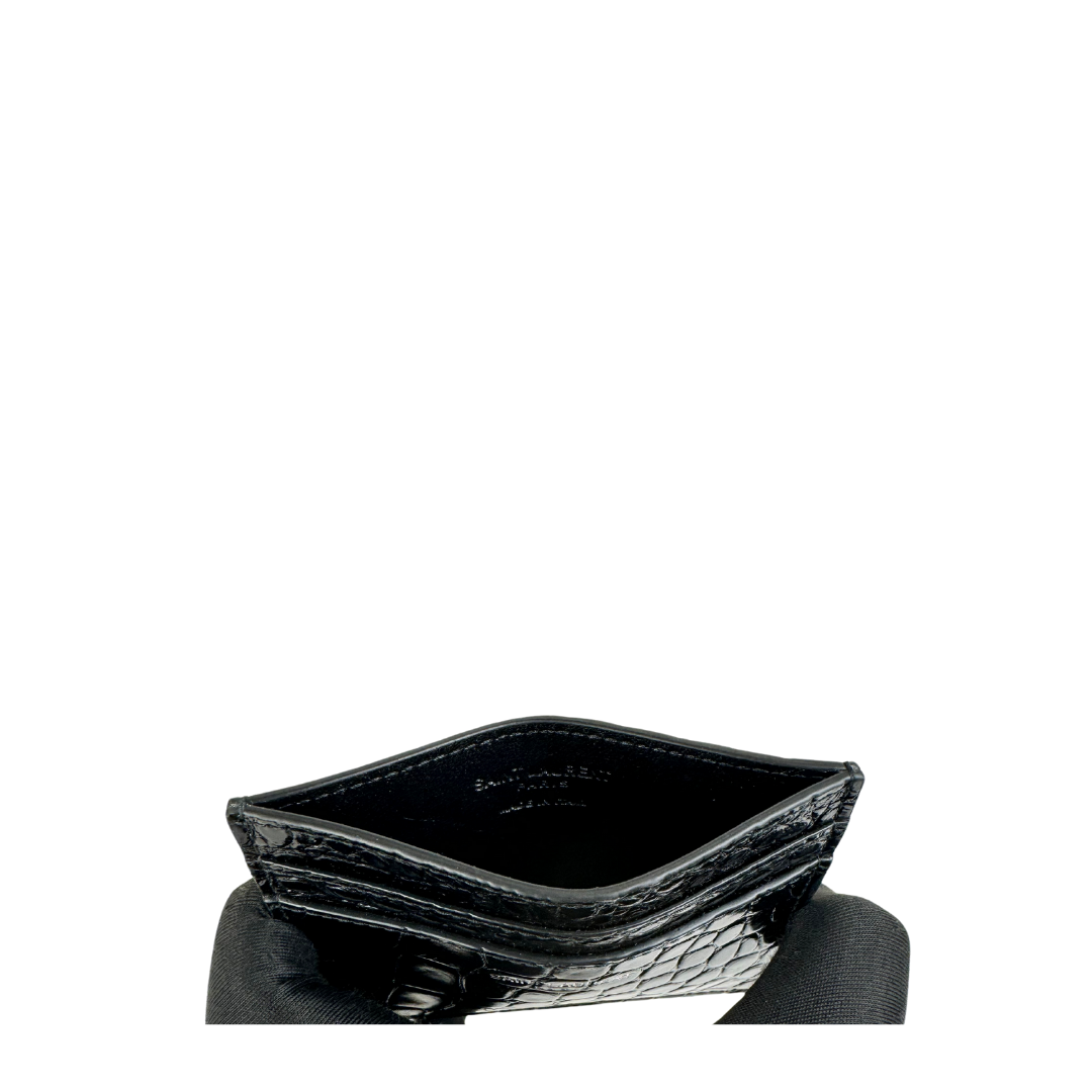 YSL Croc Embossed Shiny Paris Card Case